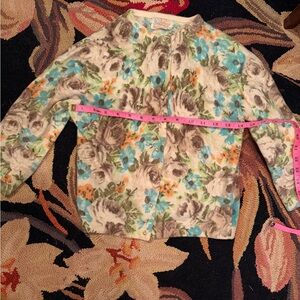 FloralDarlene 1950’s  Cardigan with Blue and Brown Accents